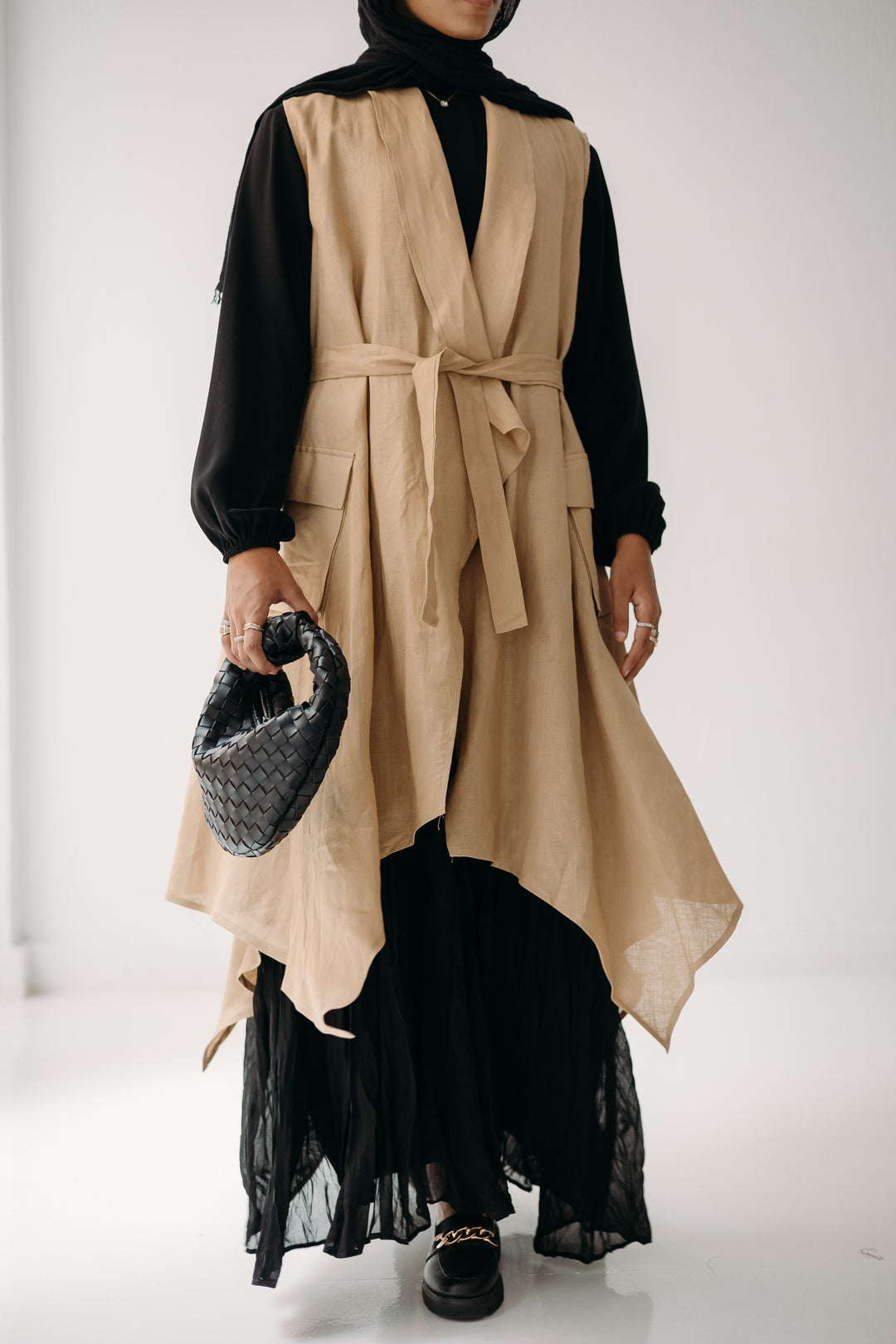 Drape Linen Vest C0427