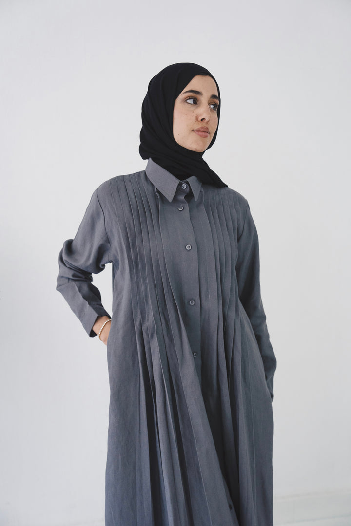 Frontal pleated linen shirt C0258