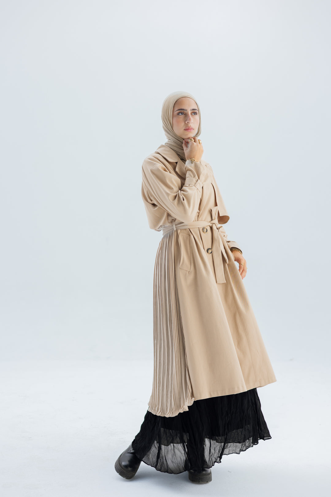 Pleated Trench Coat C0445