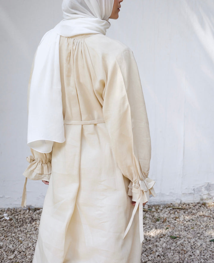 Belted Tie-Neck Dress C0504