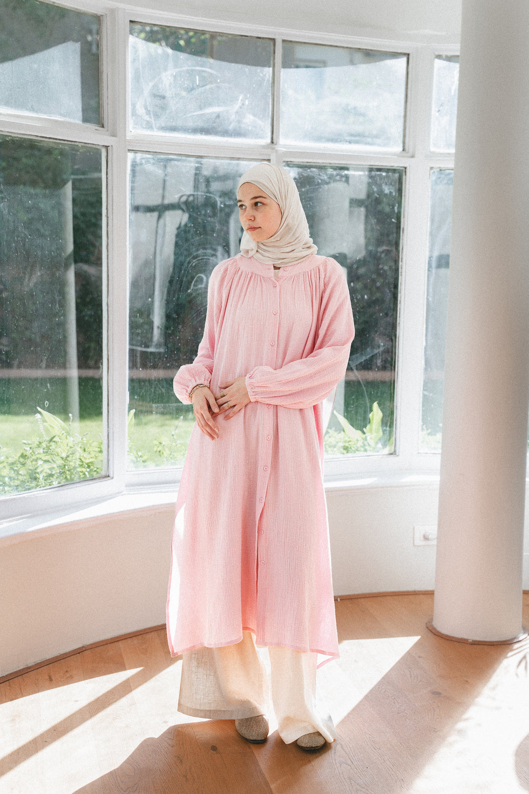Muslin Shirt Dress C0400