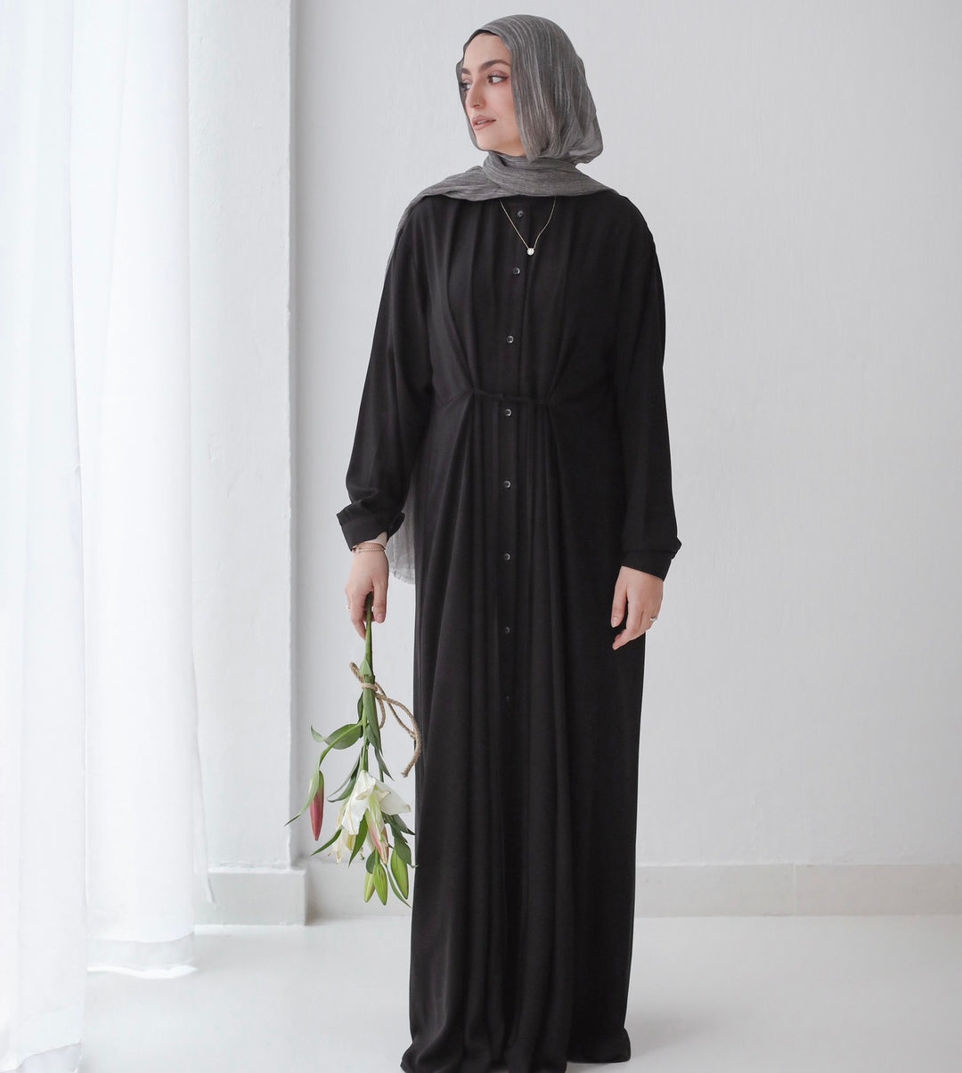 Frontal Shirt Tie Abaya C0544