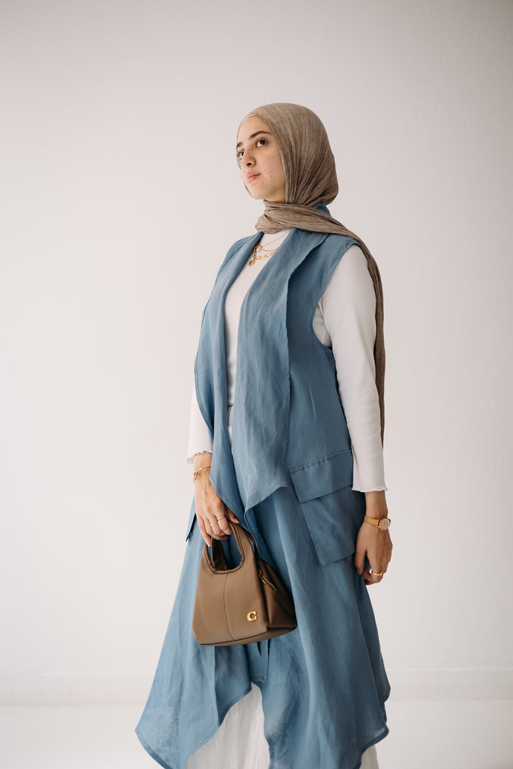 Drape Linen Vest C0427