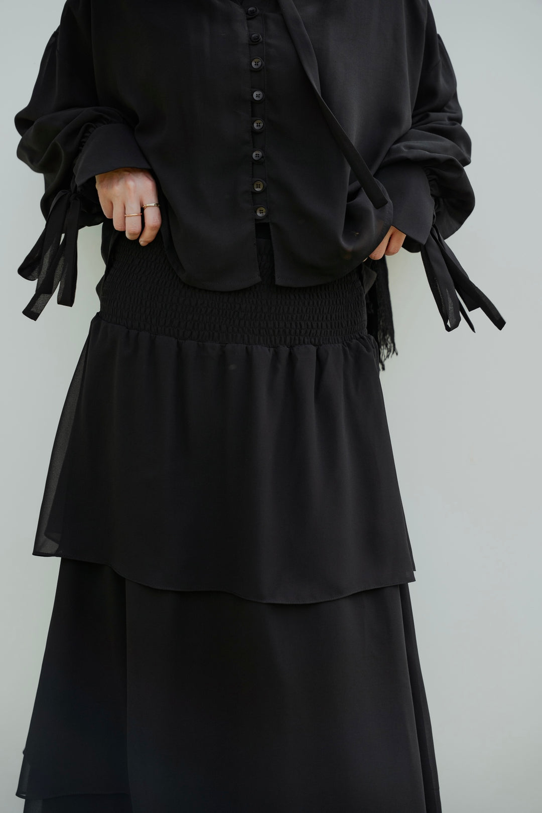 Gathered Waist Chiffon Set C0536