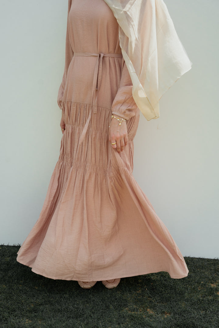 Textured Gathered Maxi Dress C0545