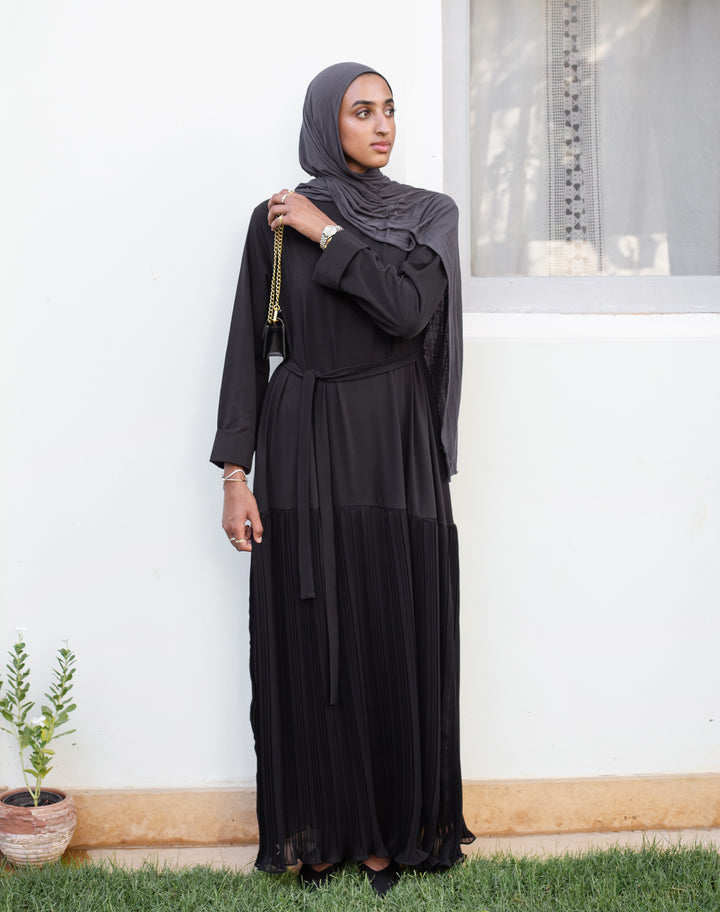 Cotton Pleated Abaya c0571