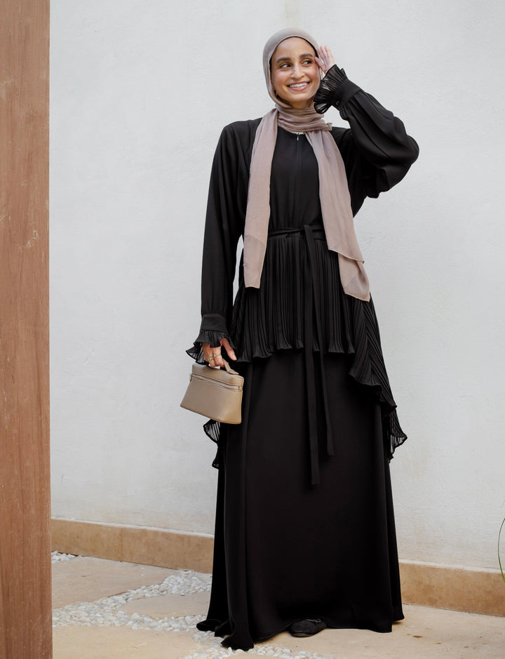 Peplum pleated abaya C0579