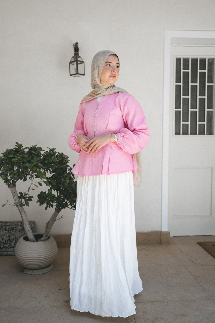 Buttoned Linen top C0559