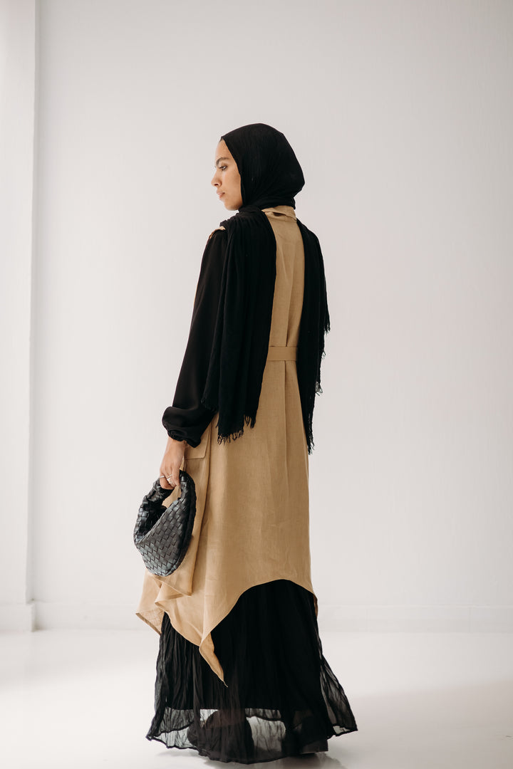 Drape Linen Vest C0427