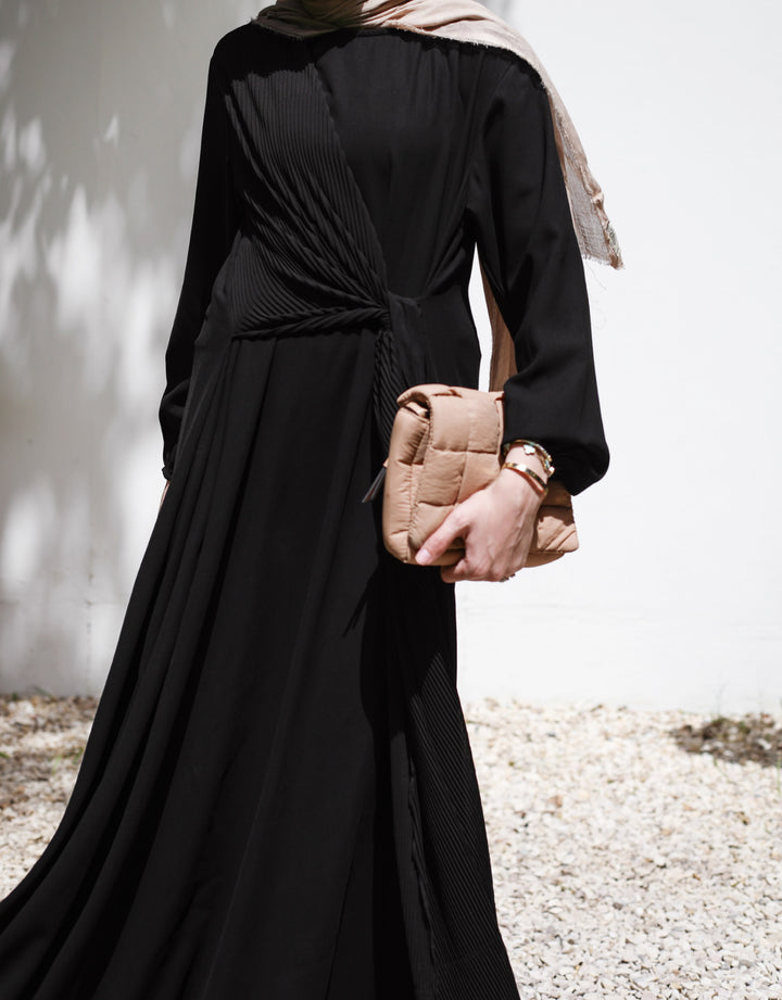 Pleated Tie Abaya C0401