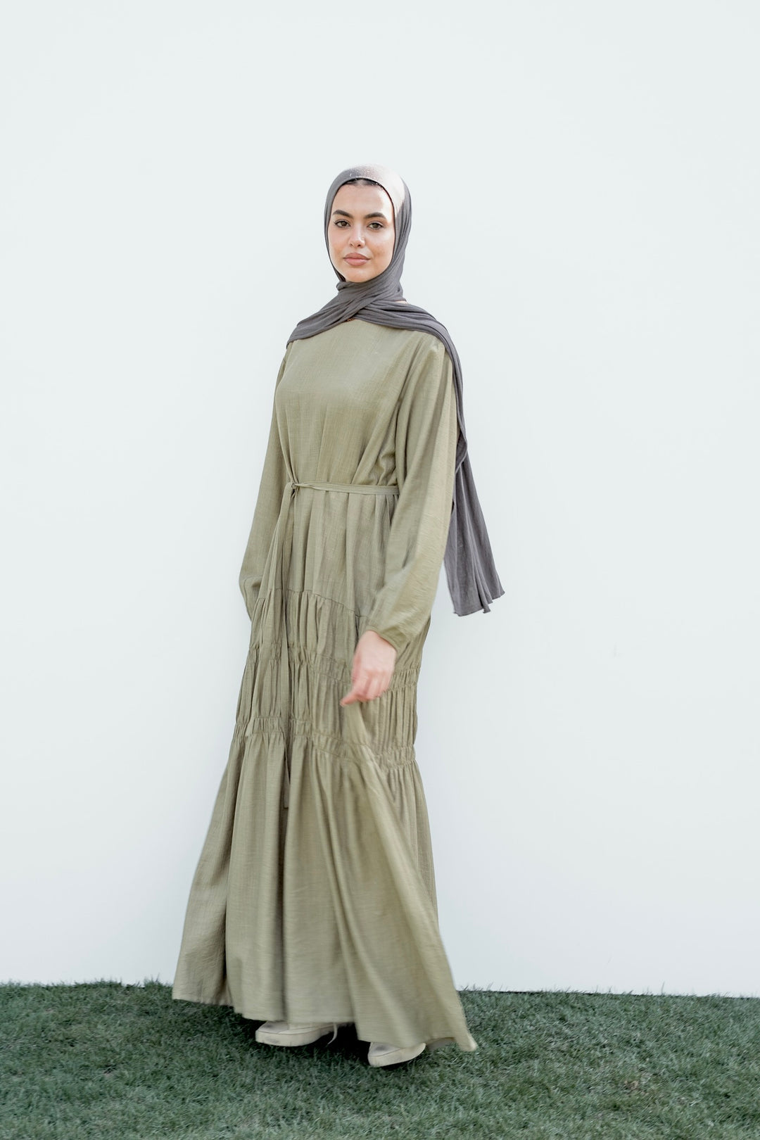 Textured Gathered Maxi Dress C0545