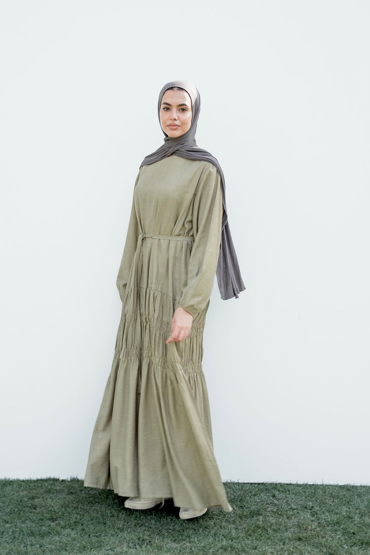 Textured Gathered Maxi Dress C0545