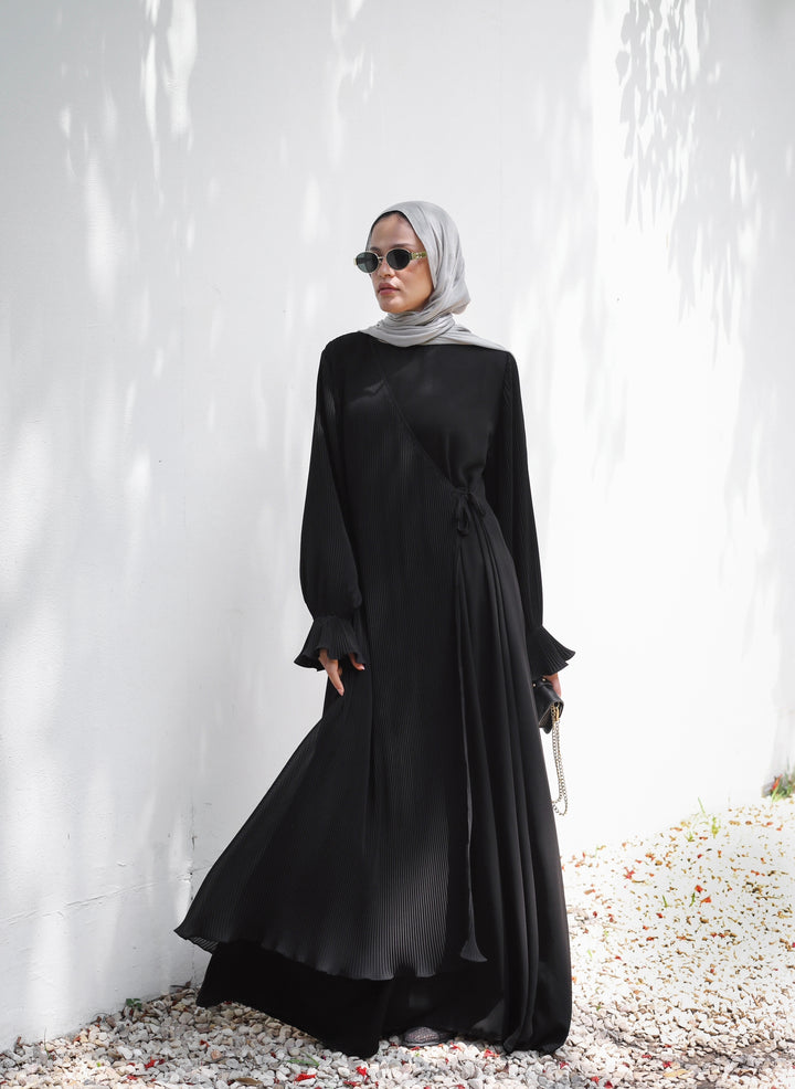 Pleated Wrap Cardigan Abaya C0402