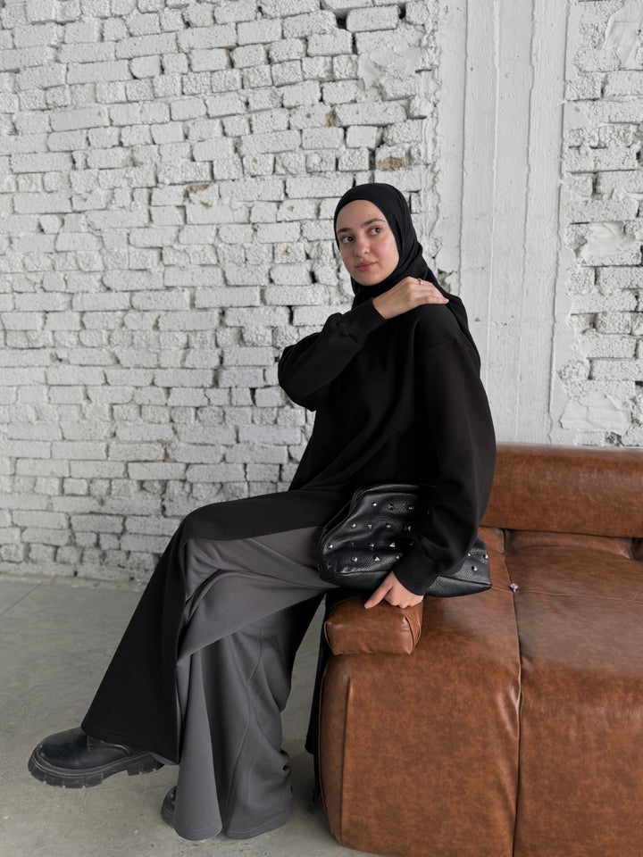 Oversized Hoodie Side Slits C0438