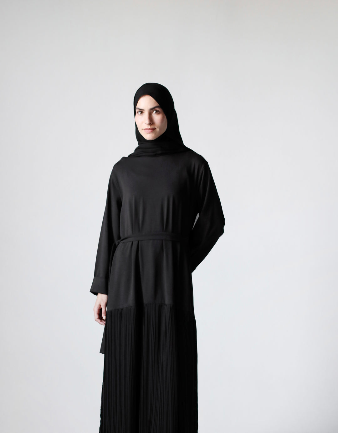 Cotton Pleated Abaya c0571