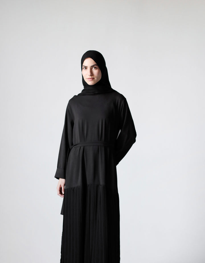 Cotton Pleated Abaya c0571