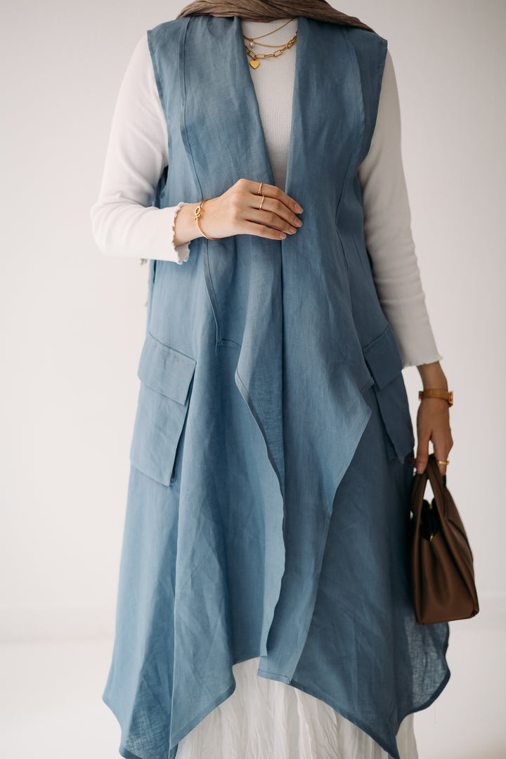 Drape Linen Vest C0427