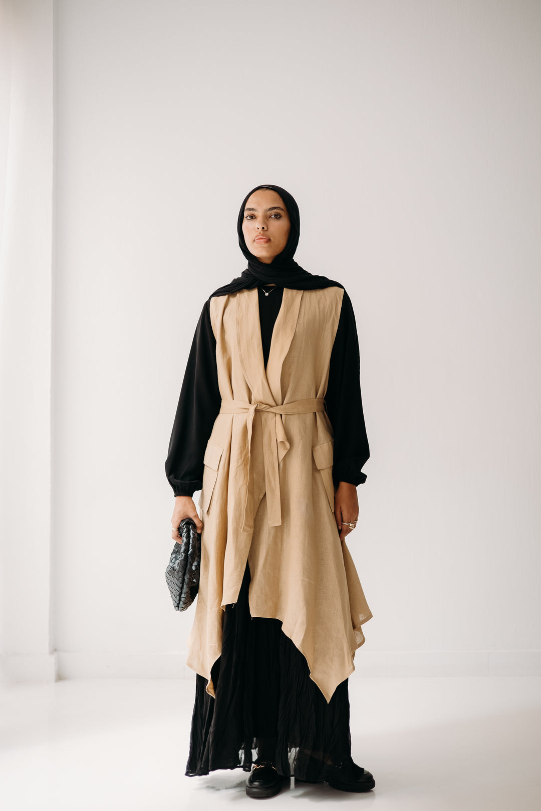 Drape Linen Vest C0427