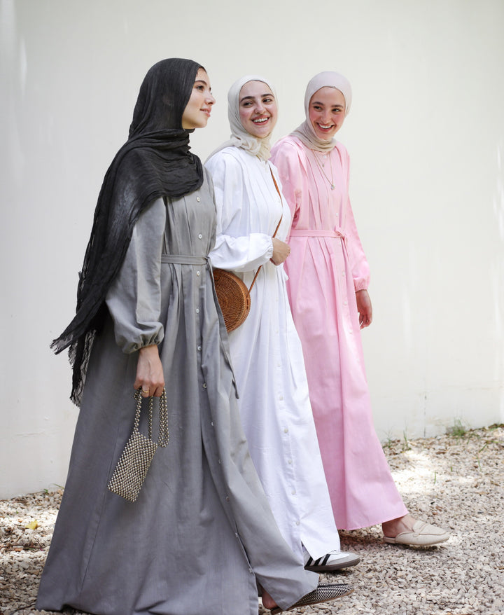 Frontal Pleat Linen Dress C0367