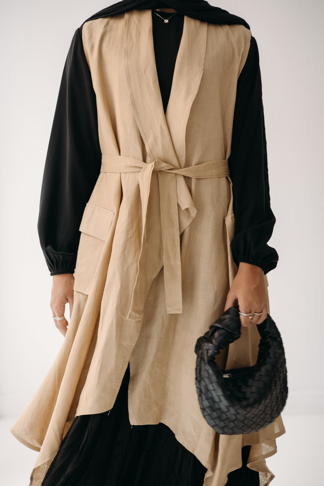 Drape Linen Vest C0427