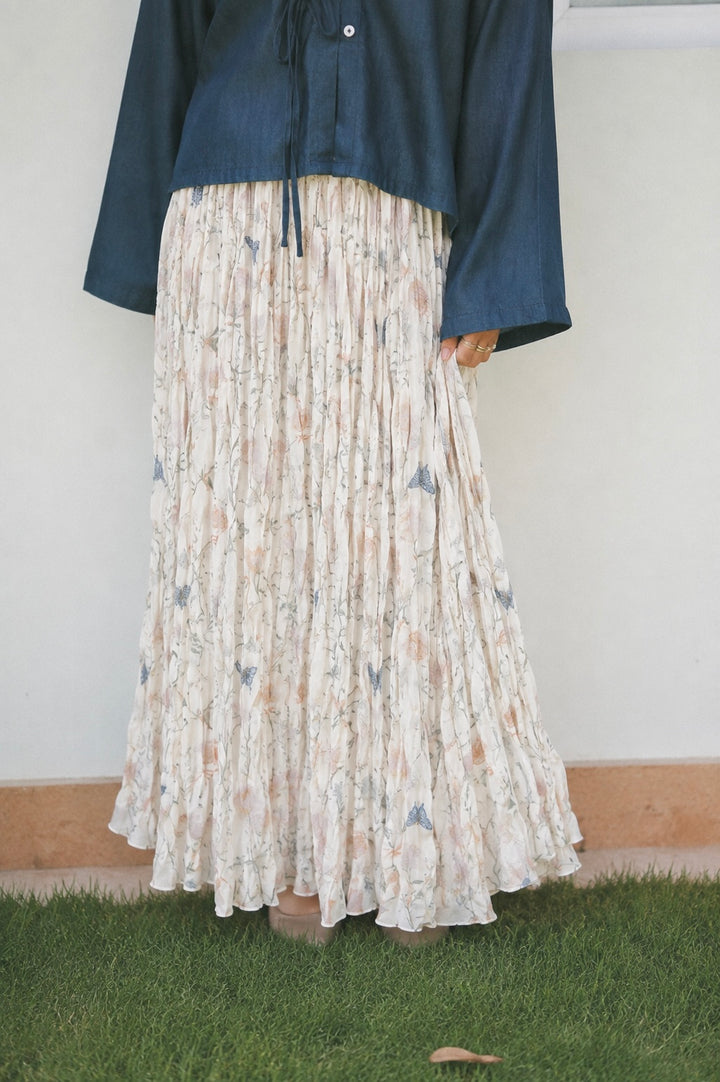 Floral Crinkled Skirt C0564
