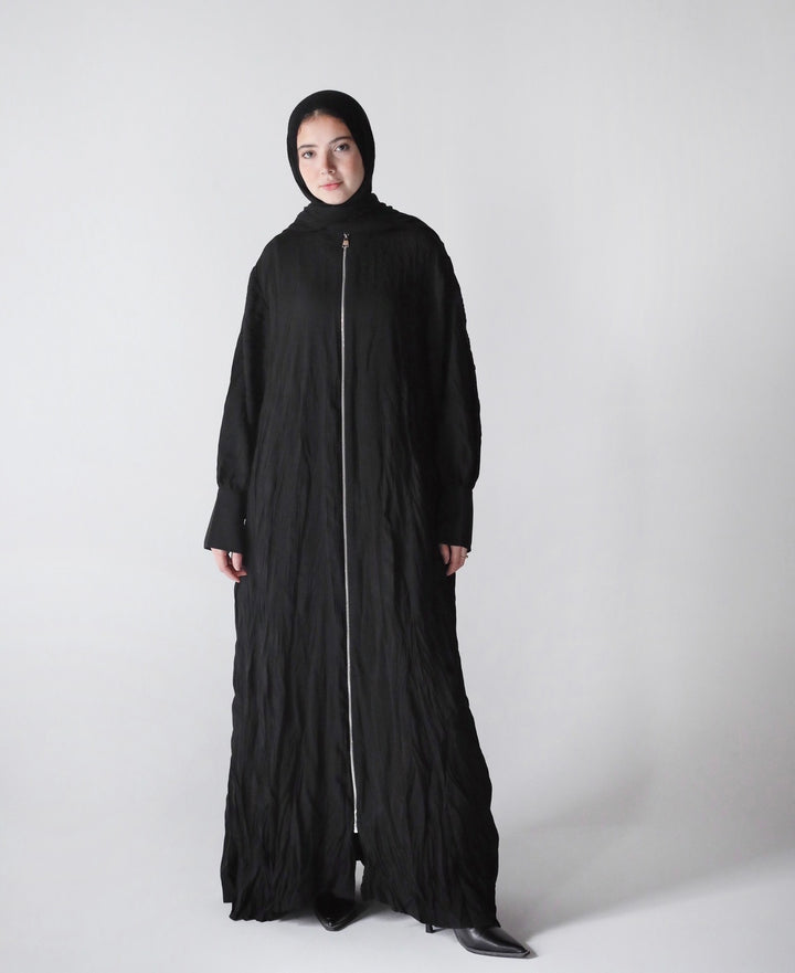 Crushed Zipped Abaya C0505