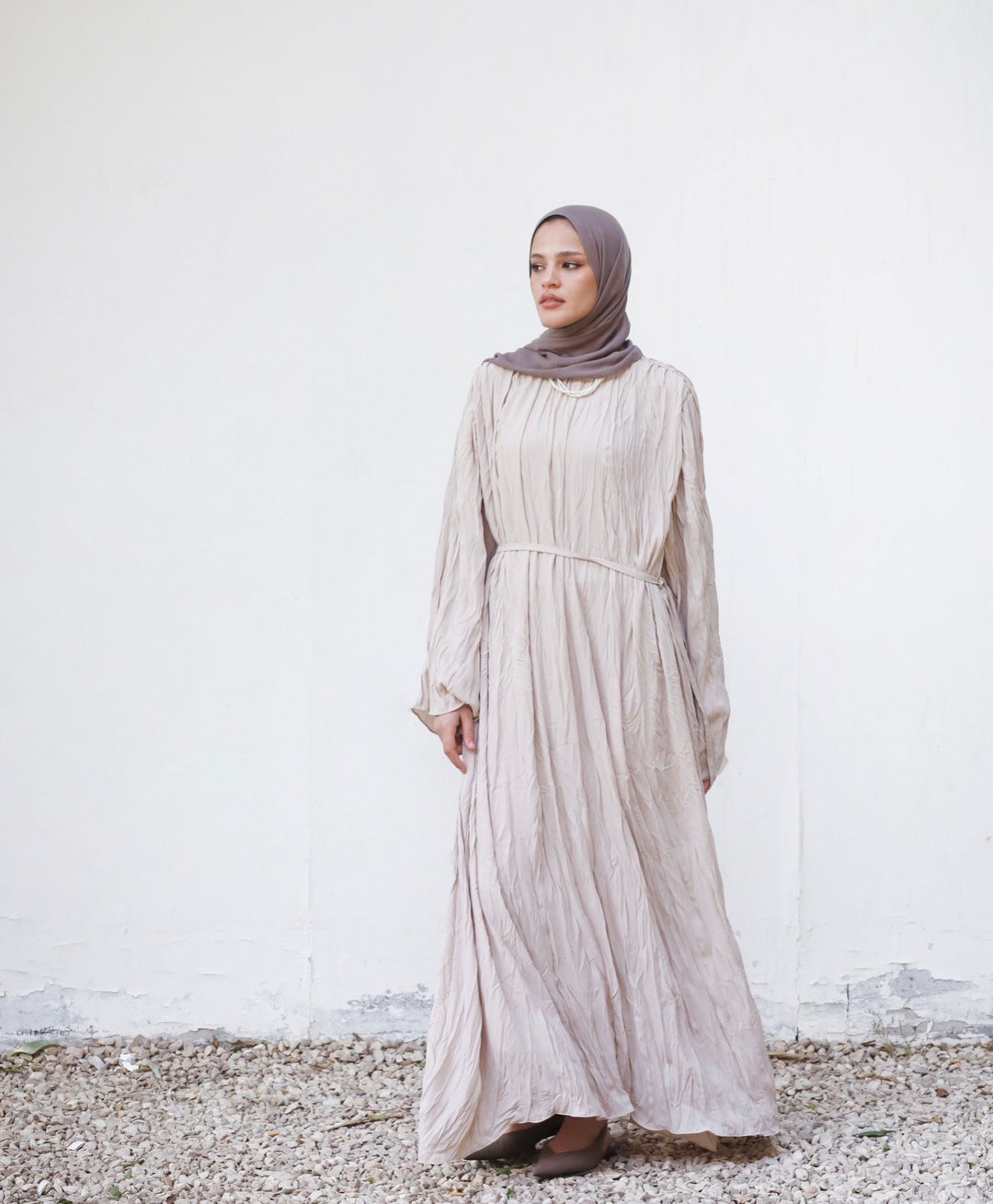 Crinkled Chiffon Dress c0512