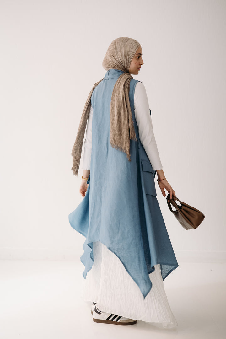 Drape Linen Vest C0427