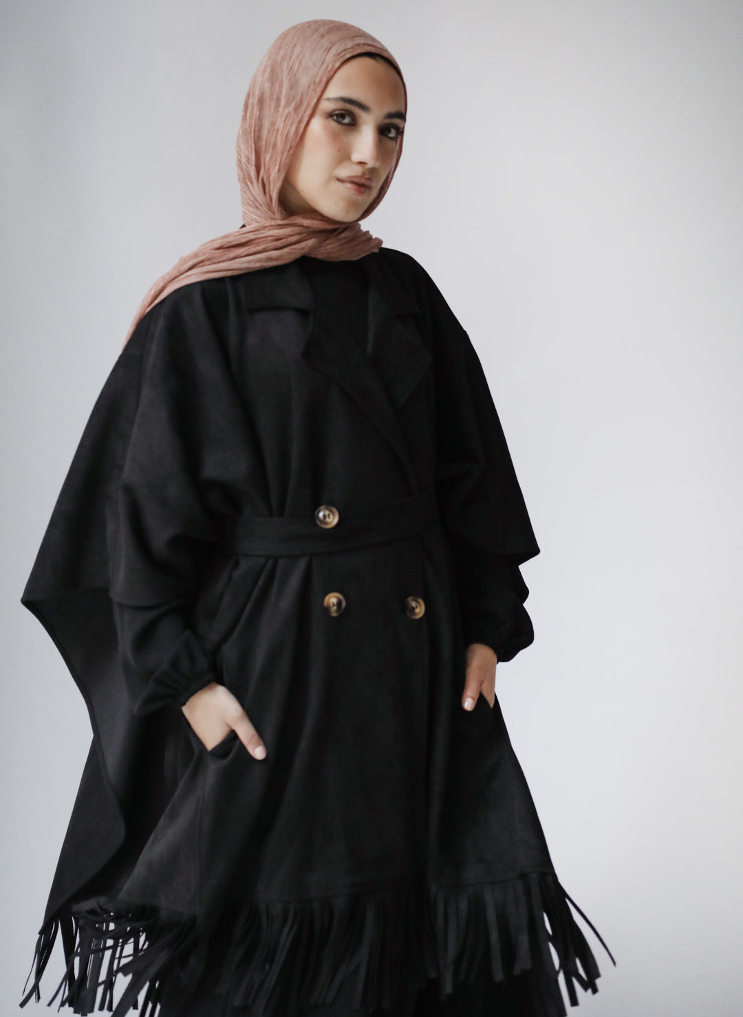 Suede Trench Cape C0458