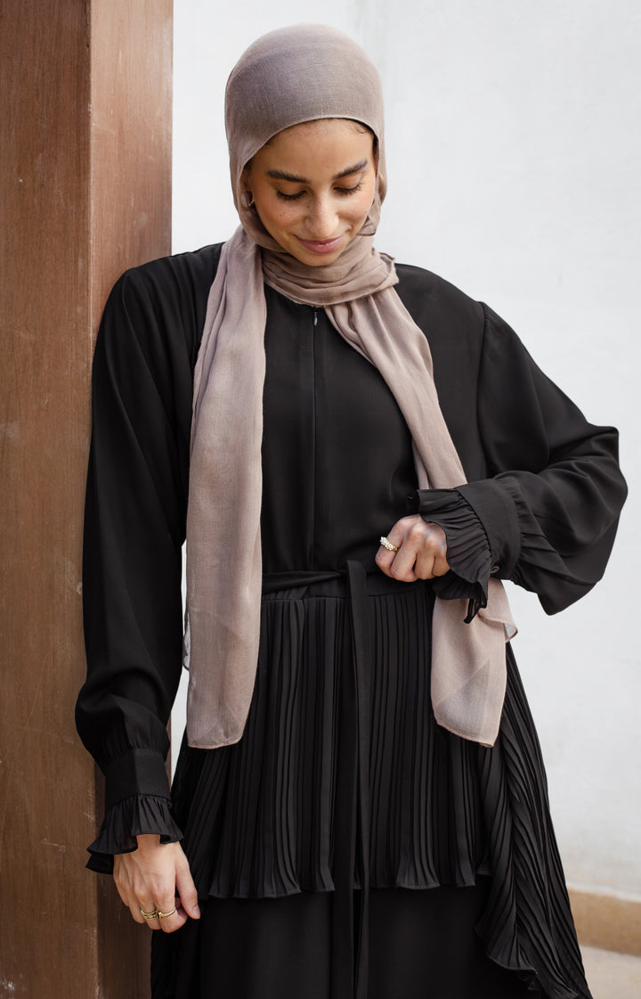 Peplum pleated abaya C0579