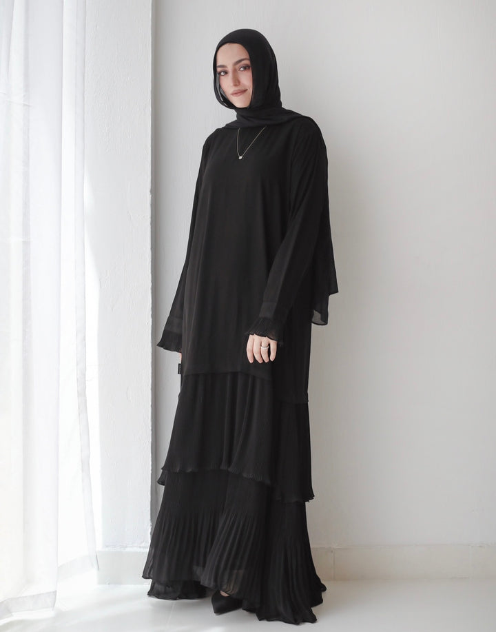 Ruffled pleated abaya C0212