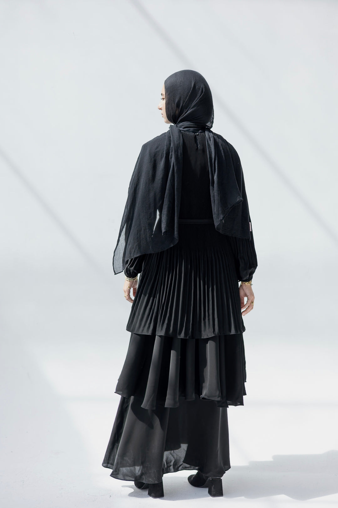 Pleated Layered Abaya C0441