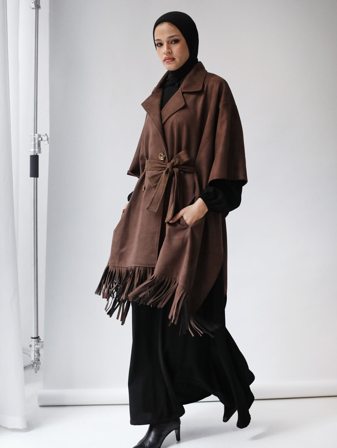 Suede Trench Cape C0458