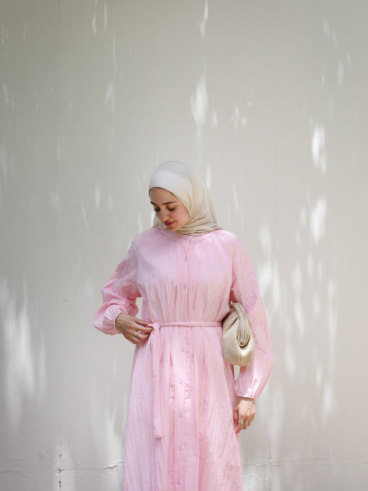 Crinkled Shirt Dress C0384