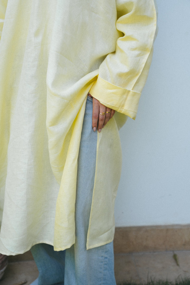 Oversized V-Neck Linen Tunic C0558