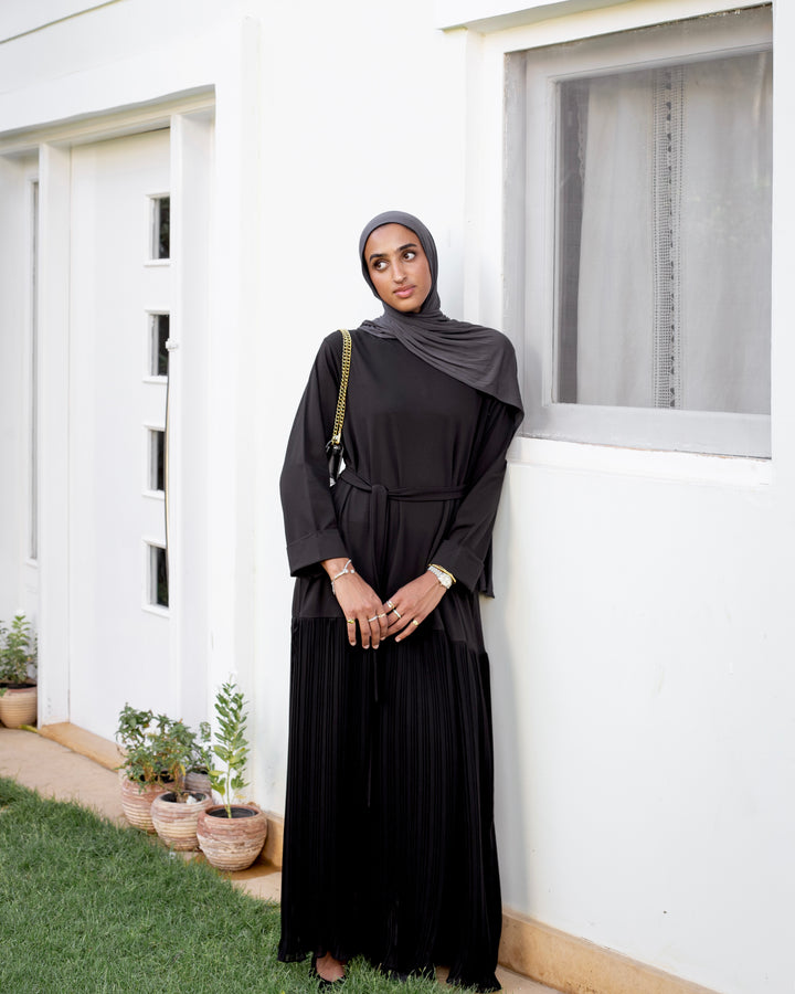Cotton Pleated Abaya c0571