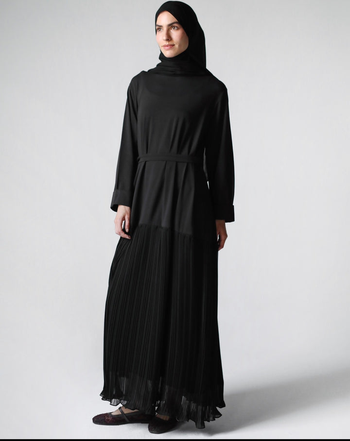 Cotton Pleated Abaya c0571
