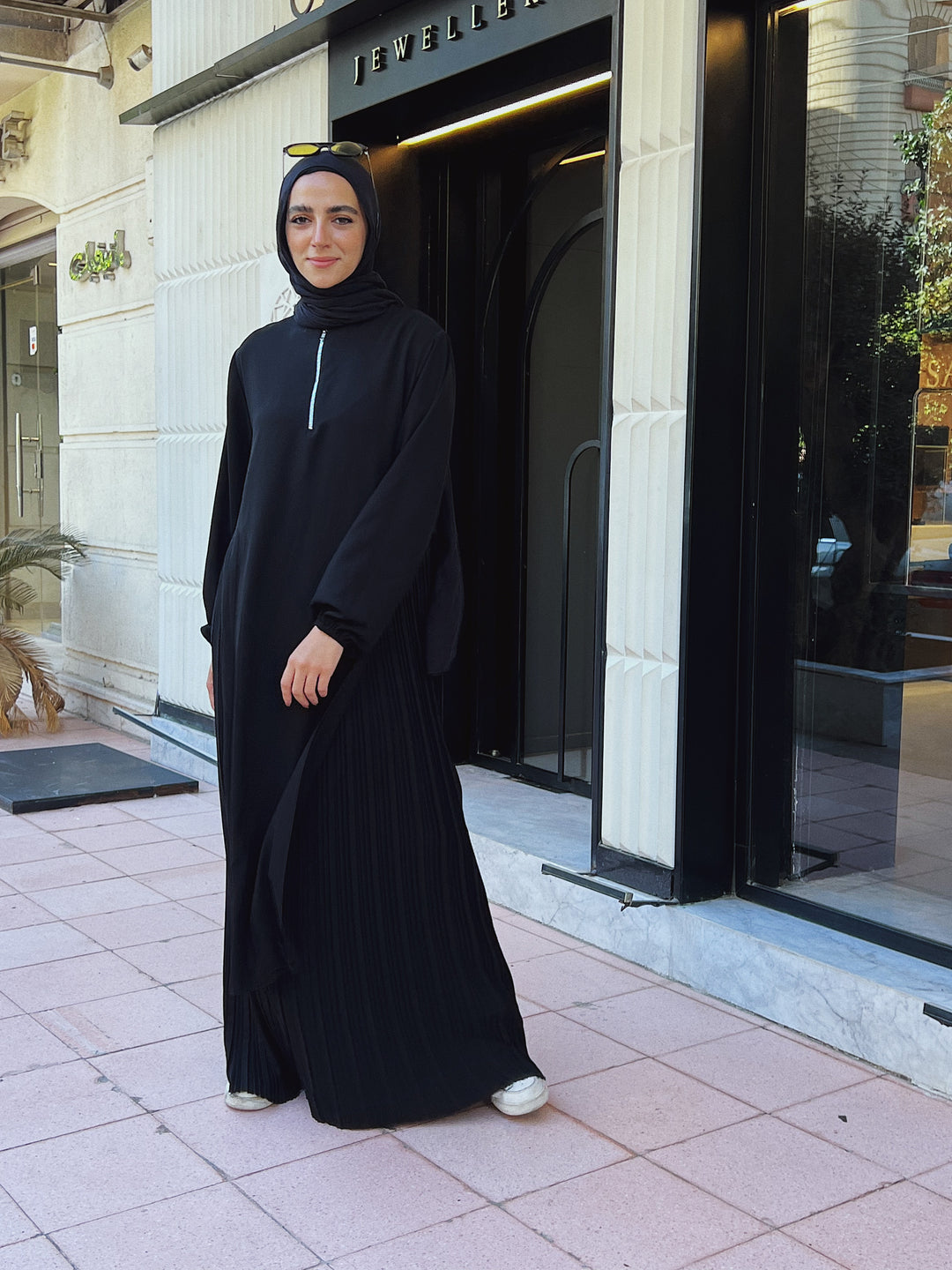 One piece pleated abaya C0219