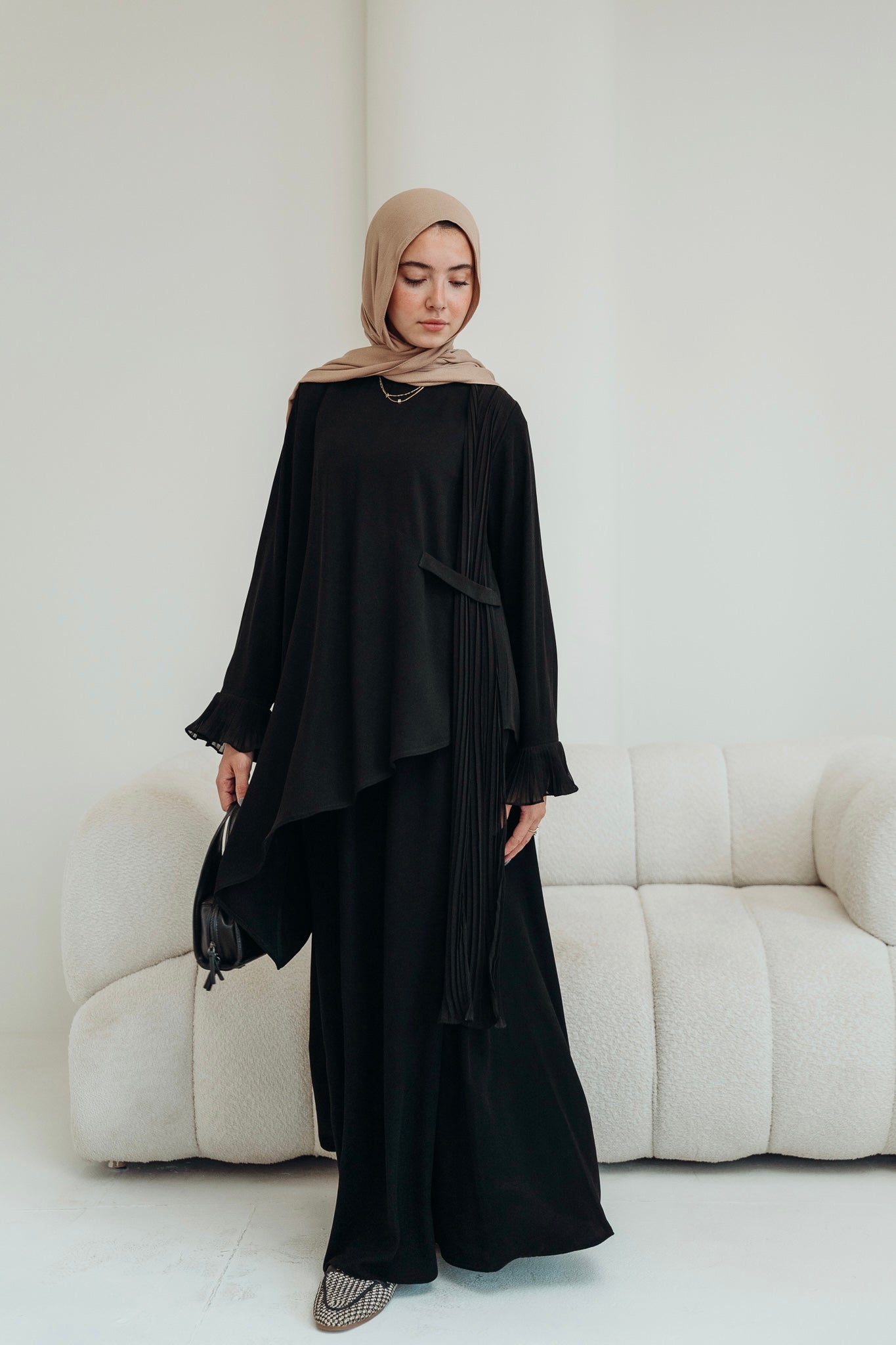 andmary Heidi belt pleats set up ブラック Pleated Titled Set