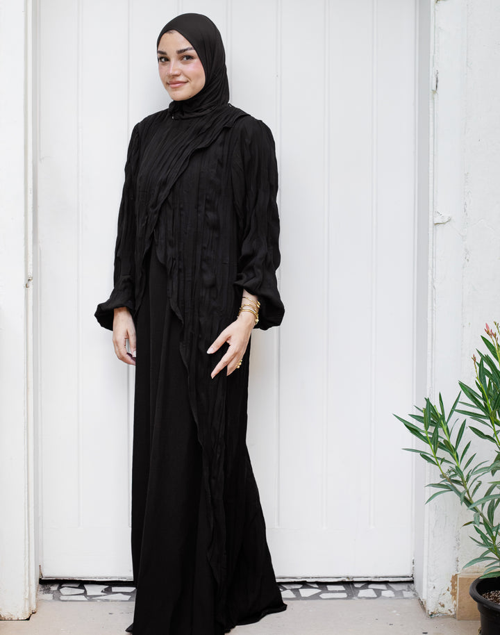 Crushed Overlay Abaya