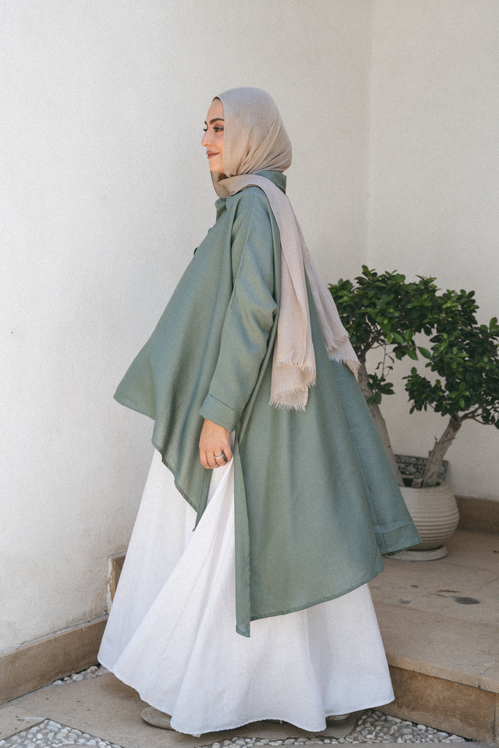 Flowing Linen Asymmetric Shirt c0554