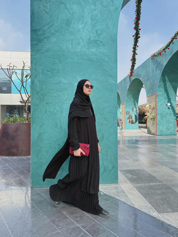 One piece pleated abaya C0219