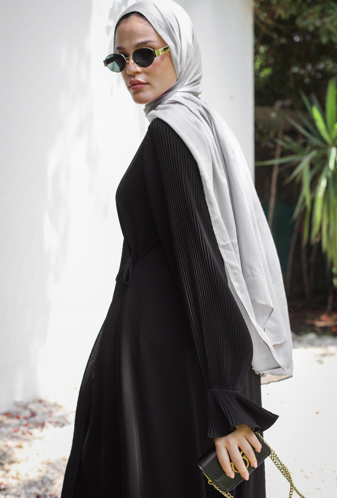Pleated Wrap Cardigan Abaya C0402