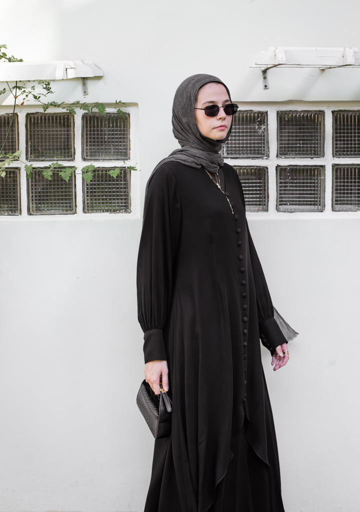 Layered buttoned abaya