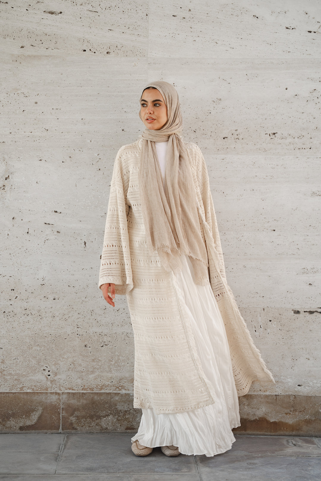 Soft Crochet Longline Kimono C0546