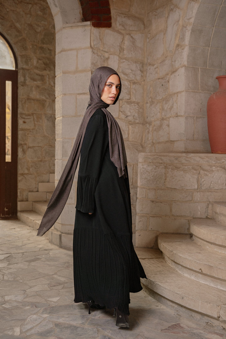Buttoned Abaya with Pleat Detail C0494