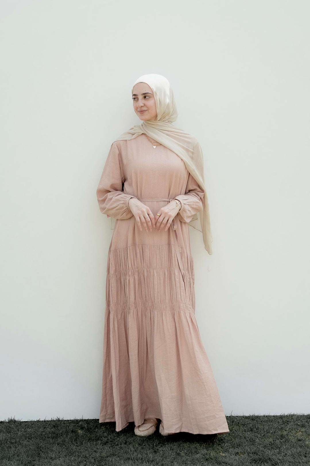 Textured Gathered Maxi Dress C0545