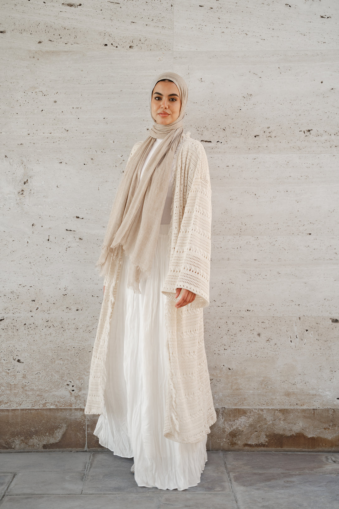 Soft Crochet Longline Kimono C0546