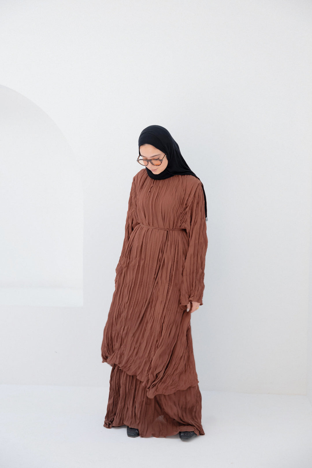 Crinkled Chiffon Dress c0512