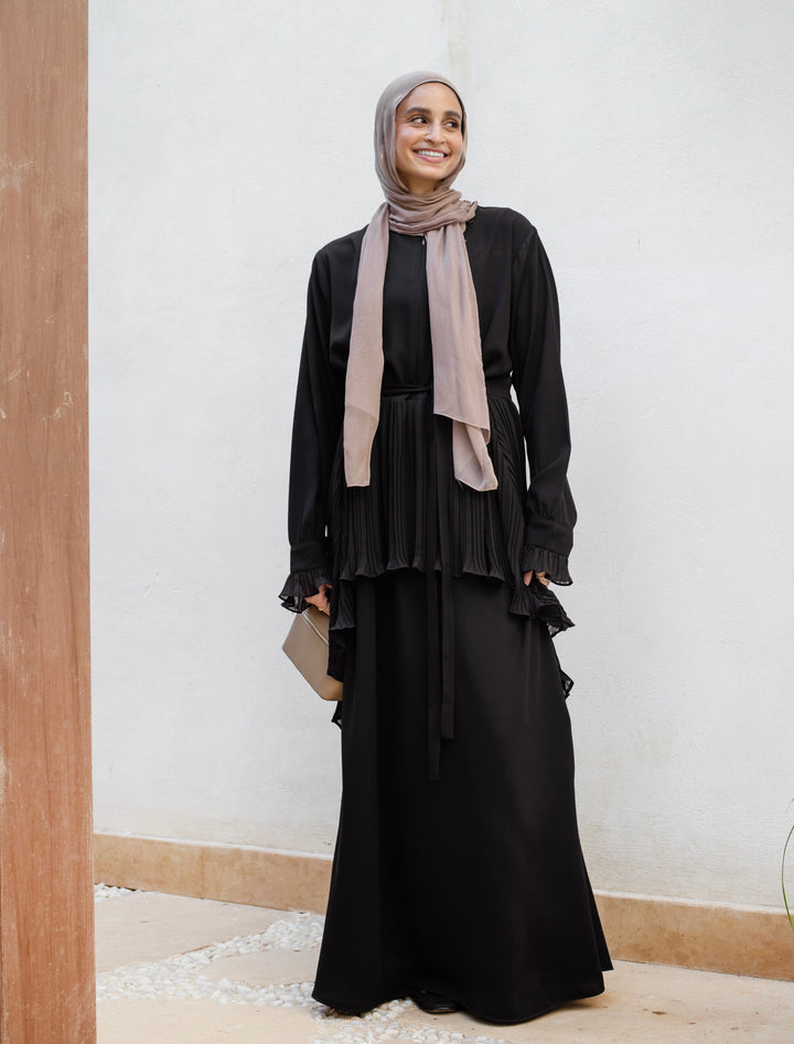 Peplum pleated abaya C0579